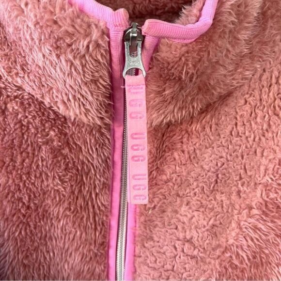 UGG Marlene Teddy Jacket in Vintage Rose Pink Cozy Warm Size Small - Picture 9 of 15